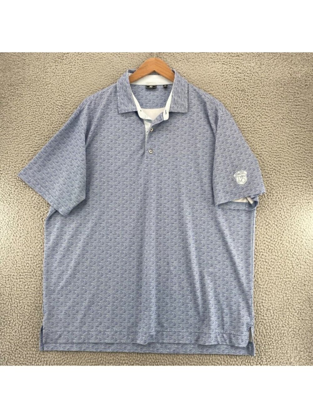 FootJoy Shirt Mens 2XL Periwinkle Lilypad Floral Polo Golf Short Sleeve Stretch